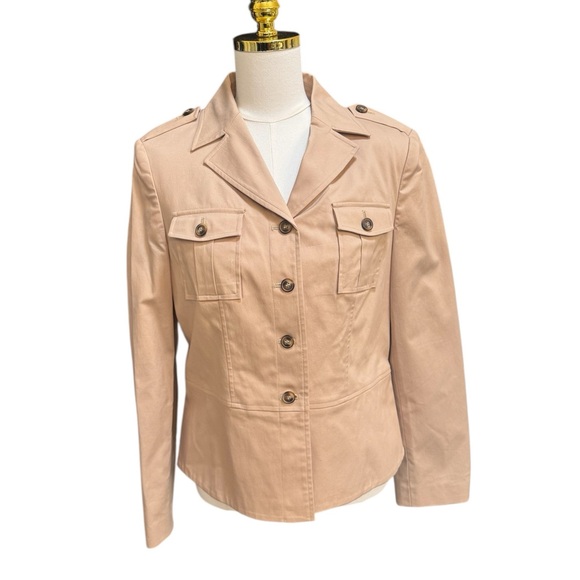 Apostrophe Jackets & Blazers - Apostrophe Tan Utility Jacket Women’s Size M Button Front Cotton Blend